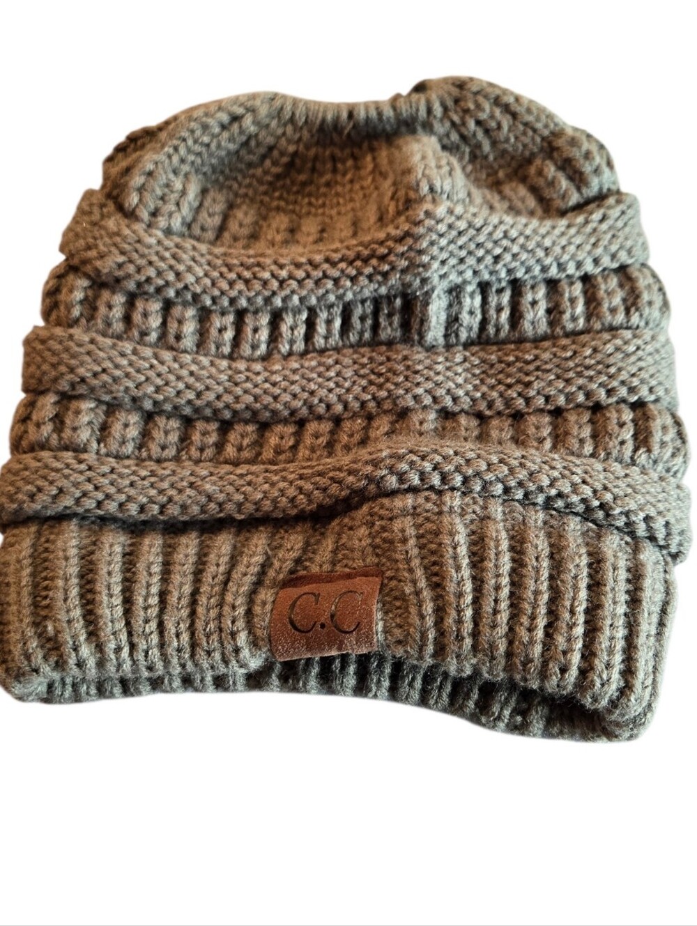 C.C. Ponytail/Messy Bun Knit Beanie Hat